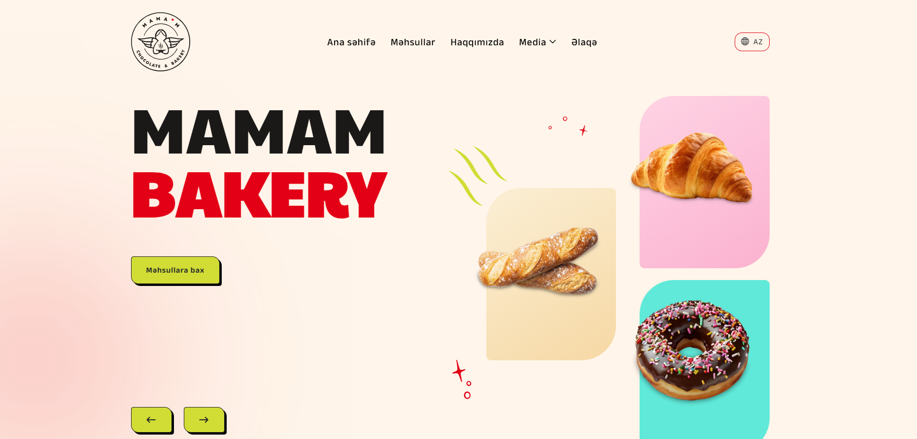 Screenshot of Mamam Bakery WebSite, a Nuxt.js project