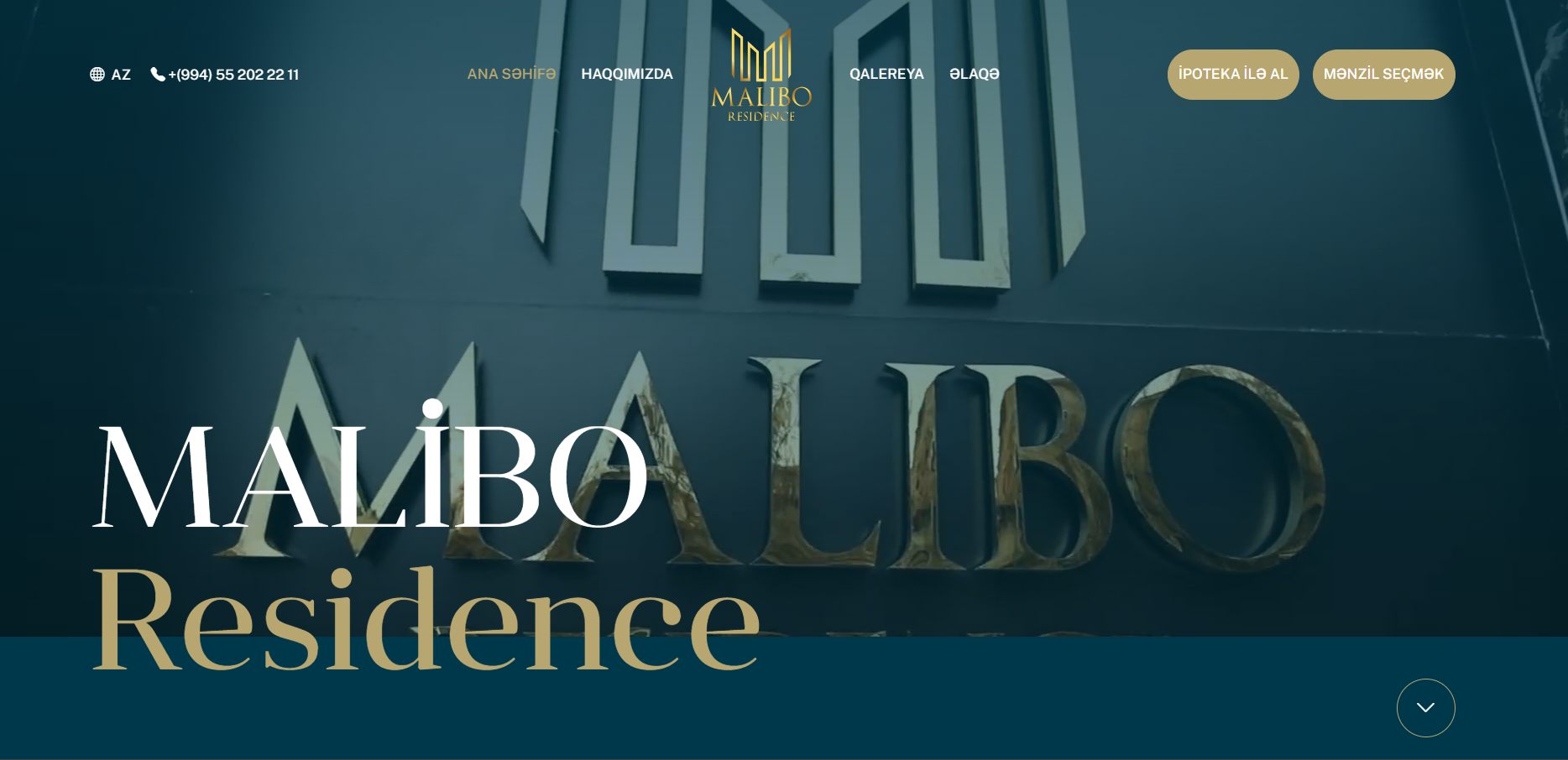 Malibo Residence Web Site ekran görüntüsü — bir Nuxt.js projesi